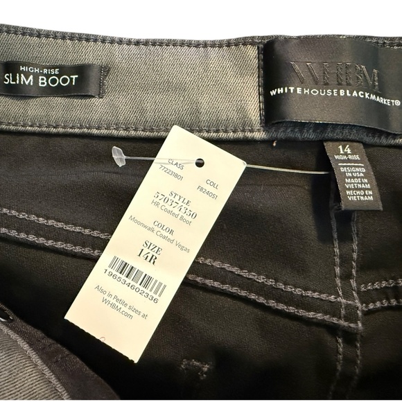 WHBM High-Rise Coated Slim Boot Jeans size 14 R NWT - Picture 7 of 11